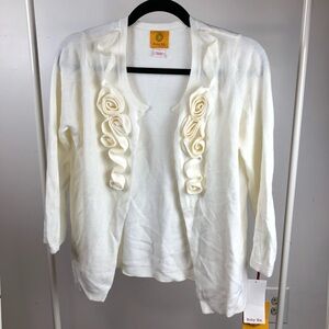 NWT Ruby Rd. Ivory cardigan with rose detail size: S